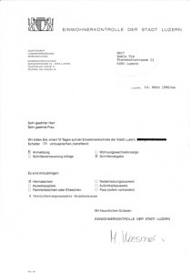 Tim Buktu - Brief von der Einwohnerkontrolle an Herr Buktu Tim